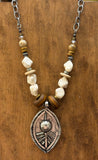 Wood Metal Necklace/Cream