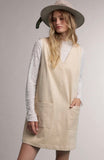 Suede V-Neck Dress/Stone
