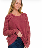 Stonewash Cable Sleeve Sweater