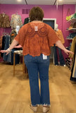 Mica Crop Flare Uneven Hem/Dark Moscato