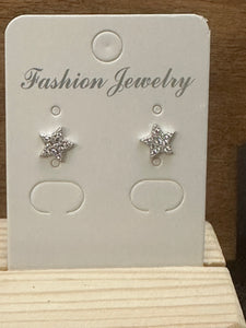 Sterling Silver Pave Star Stud Earring