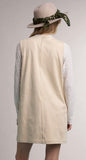 Suede V-Neck Dress/Stone