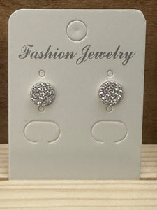 Sterling Silver Pave Disc Earring Stud Small