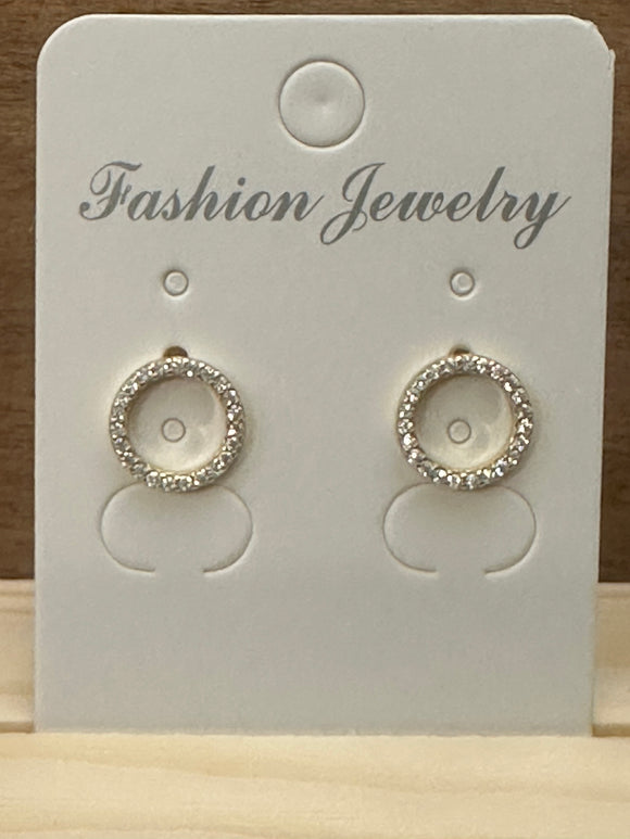 14KY Gold Plate Circle CZ Stud Earring