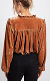 Velvet ruffle tie top