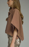 Denim Cape Jacket/ Brown