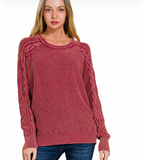 Stonewash Cable Sleeve Sweater