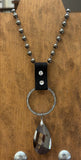 Leather Crystal Drop Necklace