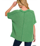 Raised Rib Cuff Sleeve Top