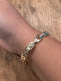 Oval Rhinestone Side Clasp Bracelet