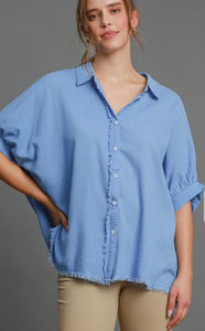 Linen Blend Short Sleeve Button Down