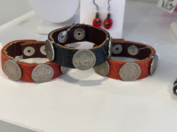 BUFFALO NICKLE LEATHER BRACELET