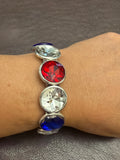 Red White Blue Large Dot Stretch Bracelet