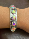 Metal Large Rhinestone Stretch Bracelet/ Round