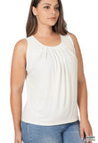 Plus Front Neck Pleat Sleeveless Top