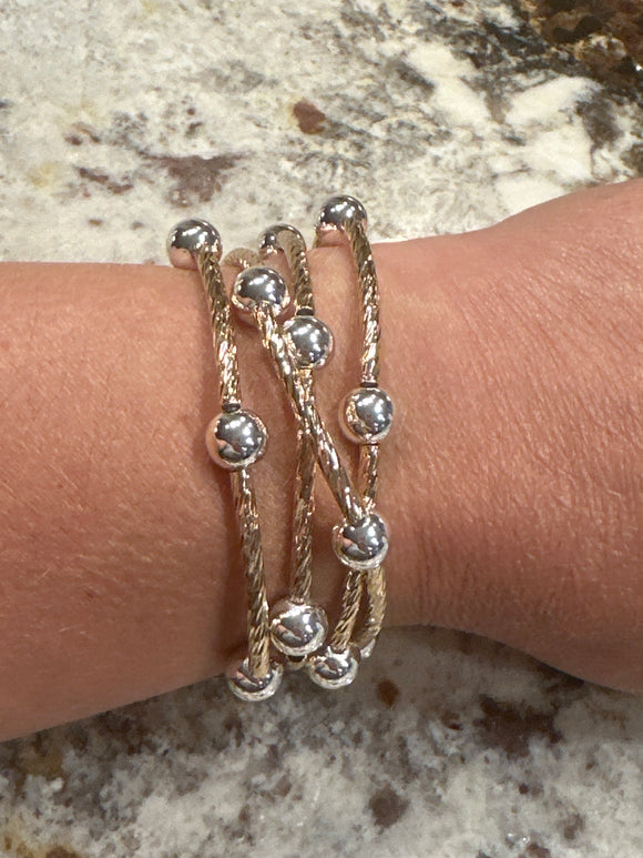 Water Resistant Ball & Tube Stretch Bracelet Set