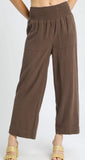 Espresso Linen Blend Wide Leg Crop