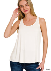 Ivory Flowy Hem Tank