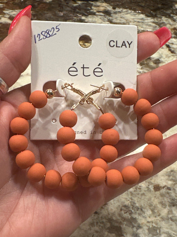 Clay Bead Hoop Earring