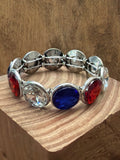 Red White Blue Large Dot Stretch Bracelet