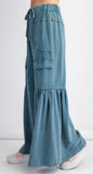 Mineral wash wide leg pant