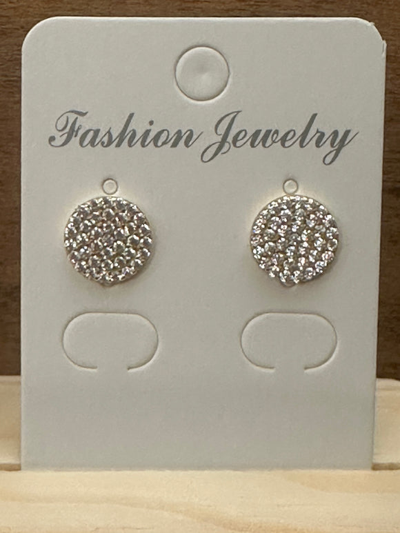 14KY Gold Plate Pave Disc Stud Large