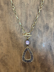 Purple Tube Bead Austrian Crystal Necklace