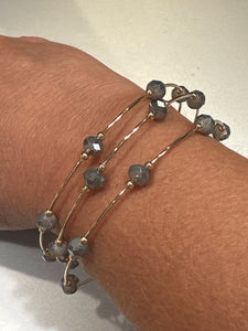 Gray Bead & Gold Bangle Trio