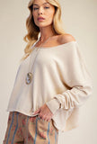 Off Shoulder Knit Sweater/Natural