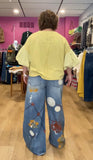 Embroidered Wide Leg Jean