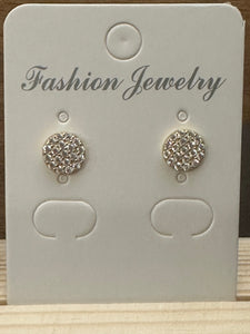 14KY Gold Plate Round Pave Disc Stud Earring Small