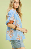 Embroidered Floral V Neck Top