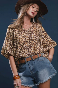 Leopard Scalloped Top