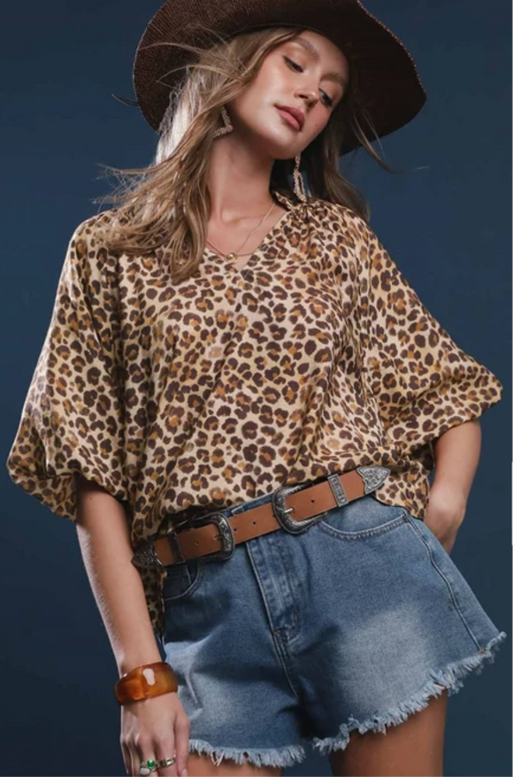 Leopard Scalloped Top