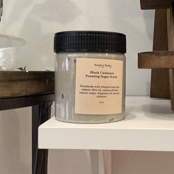Black cashmere foaming sugar scrub