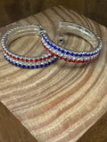 Red White Blue Rhinestone Stripe Hoop Earring