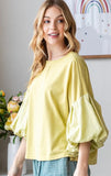 Bubble Sleeve Top/ Lime