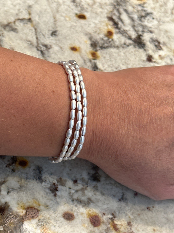 Water Resistant Matte Oval Stretch Bracelet