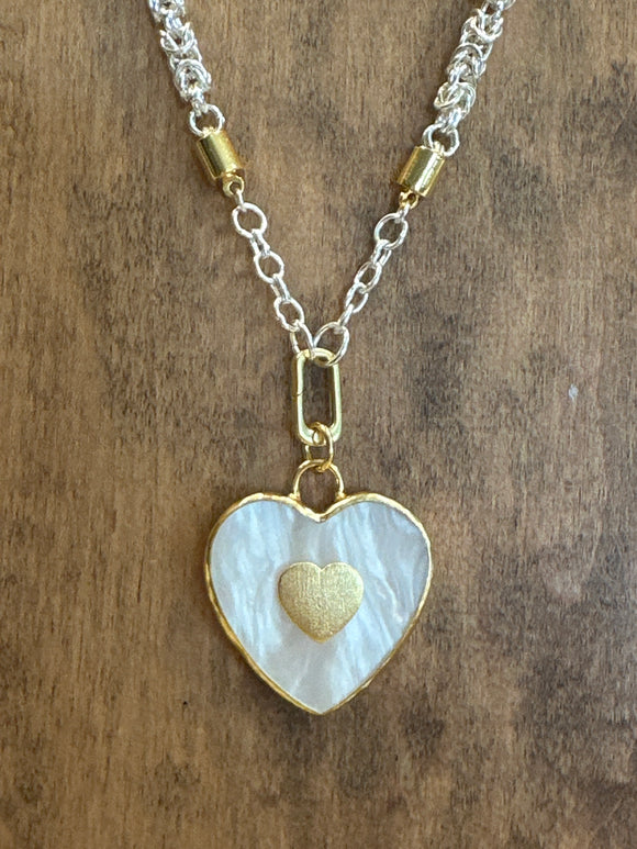 Gold & Pear Heart Statement Charm