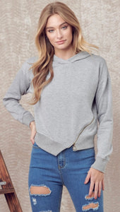 Gray crop zip top