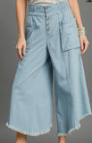 Wide Leg Angle Cropped Denim Pant