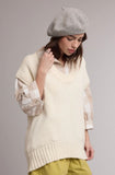 Crew Neck Sweater Vest/ Cream