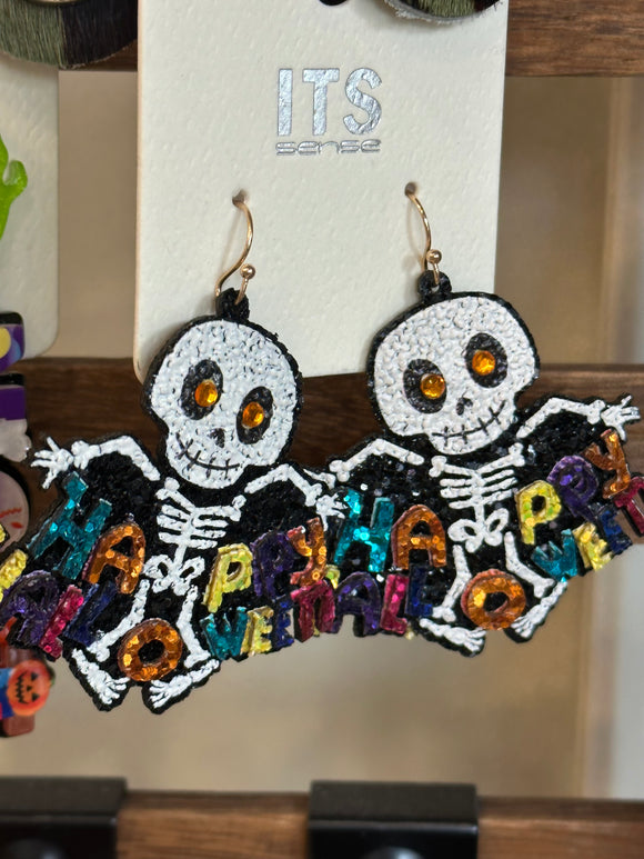 HAPPY HALLOWEEN SKELETON EARRINGS