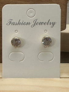 Sterling Silver CZ Stud Earring Large
