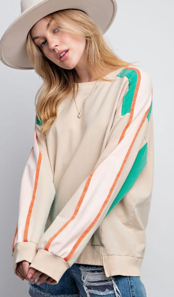Color mix cotton jersey top