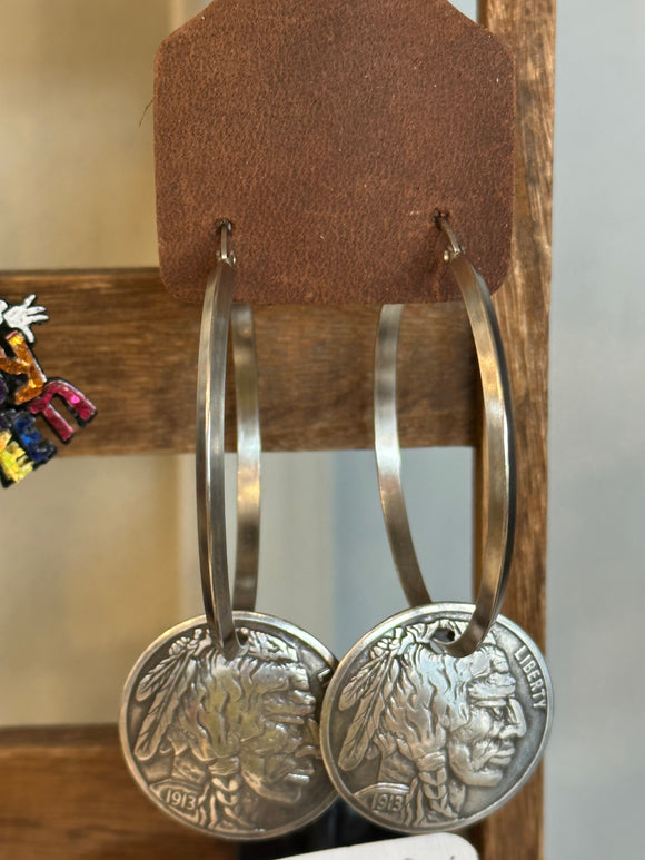 INDIAN HEAD HOOP EARRING