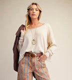 Off Shoulder Knit Sweater/Natural