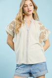 Embroidered Button Down/Oatmeal