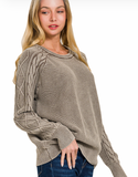 Stonewash Cable Sleeve Sweater