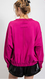 Magenta Raw Seam Detail Top
